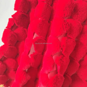 Suministro directo de fábrica, tela de piel de conejo Jacquard rojo de concha de tortuga para prendas, mantas <span class=keywords><strong>Homedeco</strong></span> - Product Image 1