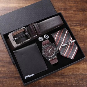 Drioshipping - Conjunto de Reloj de Cuarzo Casual y Versátil para Hombre, con Correa, Cartera, Puños y Corbata (5 Piezas), Set de Regalo - Product Image 1