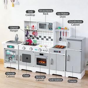 Juego de Cocina de Simulación con Cuatro Compartimentos, <span class=keywords><strong>Estufa</strong></span> de Gas Acústico-Óptica, Juguete de Madera para Niños en Edad Preescolar - Product Image 5
