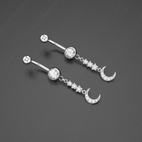 Anneaux de nombril en acier inoxydable de haute qualité avec pendentif pentagramme lune, piercing sexy pour le nombril, cadeau de fiançailles, bijoux de corps pour mariage