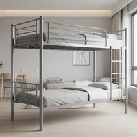 Lit superposé en métal, cadre de lit double, sommier en acier soudé, mobilier de couchage
