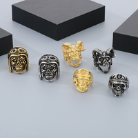 Neue antike Schmuck Edelstahl Punk Rock Captain Piraten offiziere Skelett Pilot Cap Hüte Personal isierte Männer Schädel ringe