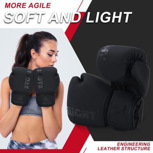 Gants de boxe noirs 14 onces pour hommes et femmes, gants <span class=keywords><strong>d</strong></span>'entraînement de boxe lourde, gants de Muay Thai - Product Image 5
