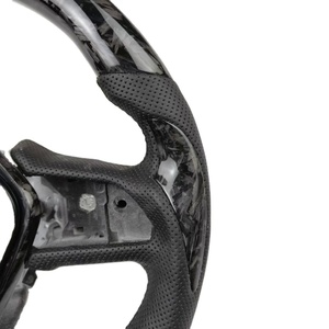Volante Deportivo de Fibra de Carbono con Base Plana para <span class=keywords><strong>Infiniti</strong></span> Q50/Q60 Racing Series, Cuero Real con Costuras Rojas, Compatible con G35 EX35 - Product Image 4