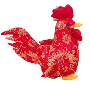 Juguete de peluche de gallo dorado, almohada de <span class=keywords><strong>gallina</strong></span> roja, tela para bebé, boda, muñeca de pollo, regalo de vacaciones, oso Gallo dorado - Product Image 1