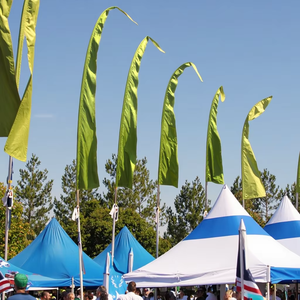 Impression de tissu personnalisé Flying Advertising Drapeau de la plage de <span class=keywords><strong>Bali</strong></span> avec mât de drapeau Petite bannière de plage de plumes - Product Image 1