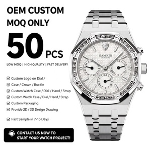 50PCS MOQ Custom Private Label Men's <b>Automatic</b> Mechanical Watches Custom Brand Logo Multifunctional Three-eye Luxury Wristwatch - Product Image 1