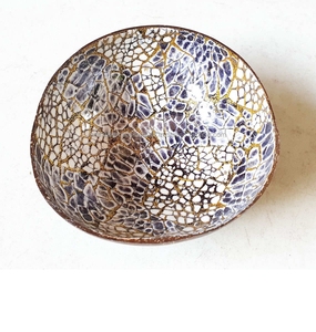 Bol en coque de coco laqué, artisanat vietnamien de premier choix, laque nacre, meilleur prix. - Product Image 1