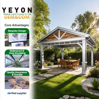 Véranda moderne en aluminium et verre Yeyon avec toit triangulaire, double vitrage trempé, taille personnalisable pour utilisation en extérieur dans le jardin