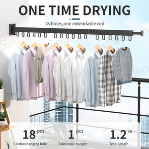 Corde à linge pliante stockage de blanchisserie espace économiser maison hôtel aluminium rétractable étendoir mural tissu cintre - Product Image 4