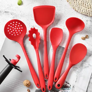 Heat Resistant Non Stick Food Grade 6 Pieces Bbq Spatula Scraper Kitchen Utensils Cooking Silicone Spatula Set