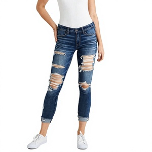 Women's Plus Size High Waisted Denim Skinny Jeans Stretch Ripped Distressed Breathable Casual Eco-Friendly Quick Dry 300 GSM - Product Image 2