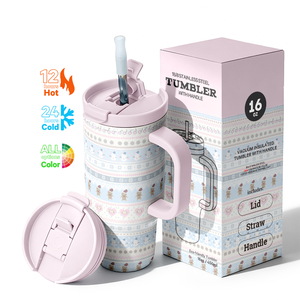 Taza de Acero Inoxidable 304 de Doble Pared con Aislamiento de 16 oz de Capacidad para Uso en Exteriores, Personalizada con Asa para <span class=keywords><strong>Agua</strong></span> - Product Image 1