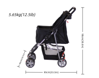 Poussette pour animaux de compagnie pliable à 4 roues avec frein indépendant, durable, épaisse et renforcée