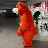 Costume de mascotte d'ours gonflable en peluche orange pour adulte avec design en fourrure, disponible en 2,2 m/2,6 m/3 m pour les événements et spectacles d'anime