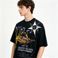 Herren Rebirth Island Fallschirm-Grafik T-Shirt Übergroßes Streetwear-Shirt Individuelles Logo OEM ODM Großhandel