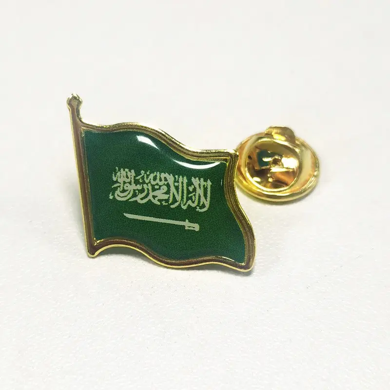 Saudi Arabian cờ quốc gia huy hiệu trâm bán buôn sắt kim loại hợp kim bướm pins phụ kiện trang trí pha lê keo lớp phủ