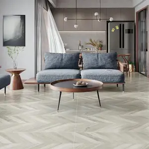 Indoor Grey Fishbone Patterned Floor Tiles Matt Finish Backyard Floor Tiles Living Room Rustic Floor Tiles