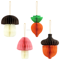 2024 décorations en papier nid d'abeille de Pâques champignon gland carotte en papier avec aimants pour décorations de festival à la maison