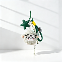 Breloque de sac personnalisée avec logo, motif mouton shaggy intellectuel, lunettes geeky et étoile terrestre, porte-clés en corde tressée pour sac à dos