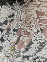QUEENSGOWN Unique fleur forme robe de mariée voile ivoire longue broderie fleur dentelle voile avec peigne