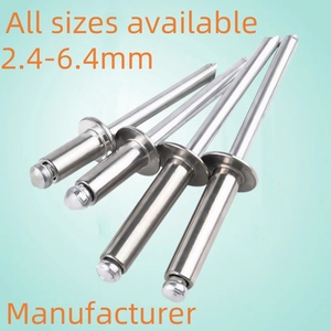 Remaches ciegos abiertos estándar DIN7337 de aluminio/acero, remaches ciegos abiertos de 4.8x16mm, remache ciego extendido con brida grande - Product Image 3