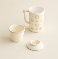 Ensemble de trois tasses à motif Baoxiang de style chinois avec couvercle, filtre, infuseur à thé, tasse à eau de bureau, cadeau, vente en gros