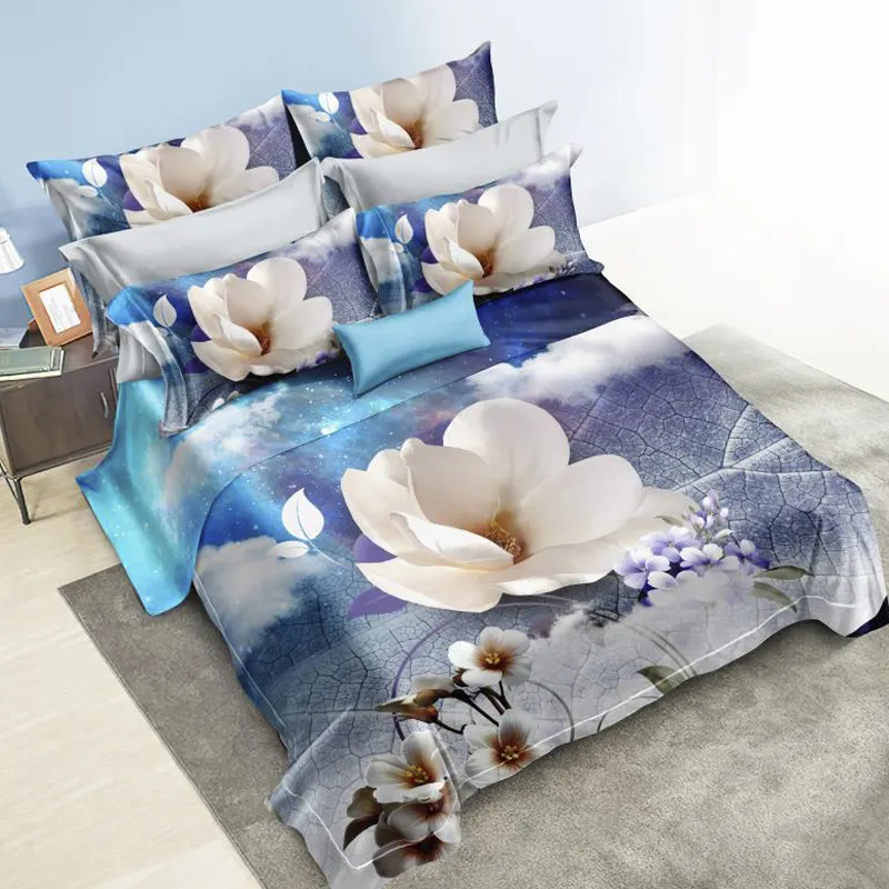 En çok satan dijital baskı yorgan yorgan yatak örtüsü seti 3D saten ucuz çarşaf yatak çarşaf kılıfı üreticileri lüks yatak takımları