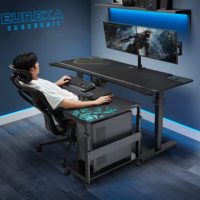 Support PC Moderne en Métal, Chariot pour Ordinateur, Support Tour à 2 Niveaux Extensible et Réglable en Hauteur pour Boîtier ATX et Imprimante