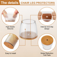 Protège-pieds de meubles silencieux en silicone transparent mat, patins antidérapants en feutre, housses imperméables pour pieds de table