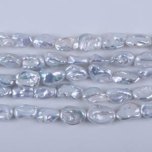 Perles d'eau douce naturelles de 9-10 mm, baroques, irrégulières, trou horizontal, brillantes, grises, perles en vrac, matériau - Product Image 2