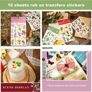 Pegatinas de Transferencia por Frotamiento Personalizadas, Impresas con UV, Ecológicas, Resistentes al Agua, con Diseños de Flores, Plantas, Hongos, Mariposas y Bayas, Paquete de 10 Hojas - Product Image 5