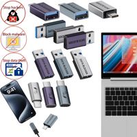 Adaptador USB-A Macho a Tipo C Hembra de 10W con Bloqueador de Datos y Prevención de Malware para Laptop y Cámara, Aleación de Aluminio