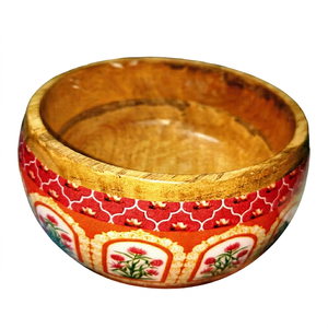 Tazón de servir grande de madera de mango ecológico al por mayor con borde ondulado, para ensalada de frutas, centro de mesa decorativo de madera, cajas de madera - Product Image 1