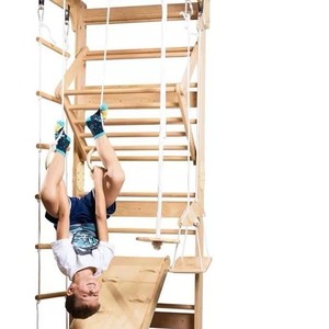 Estructura de Escalada Interior de Madera con Escalera y Cuerda para Niños de 4 a 6 Años, Equipo de Juego Unisex - Product Image 1