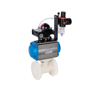 วาล์วนิวเมติก PVDF คุณภาพสูงจากจีน ขนาด 10 นิ้ว 12 นิ้ว แบบหน้าแปลน DN250 DN300 วาล์วบอลนิวเมติก PVDF แบบหน้าแปลน - Product Image 2