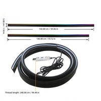 Bande lumineuse d'ambiance pour tableau de bord en acrylique irisé, 5V 13W, contrôlée par application, sans câblage requis, pour éclairage automobile