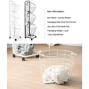 Giỏ Đựng Đồ Giặt 3 Tầng Với 3 Giỏ Dây Có Thể Tháo Rời, Giỏ Đựng Đồ Bằng Kim Loại Có Bánh Xe, Giặt Cao - Product Image 6