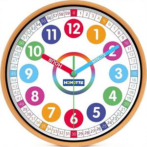 <span class=keywords><strong>Reloj</strong></span> <span class=keywords><strong>de</strong></span> Pared Redondo Homotte para Niños, 10 Pulgadas, Multicolor, Educativo, Silencioso, Analógico, Sin Tictac, para Dormitorio <span class=keywords><strong>de</strong></span> Niños y Niñas, China - Product Image 1