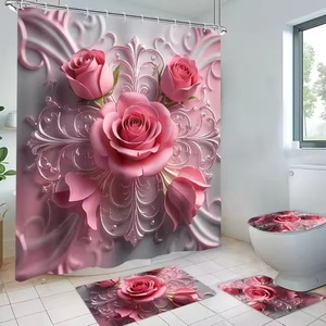 Rideau de Douche Floral en Polyester, Imprimé Numérique Personnalisé, Imperméable, Lot de 12, Vente en Gros - Product Image 6