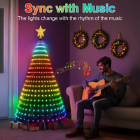 Guirlandes lumineuses LED intelligentes RGB pour sapin de Noël, effet cascade, avec télécommande via application, lumières féériques à changement de couleur pour fêtes de famille et vacances