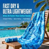 Serviette de plage en microfibre écologique Eastsunshine, vente chaude de l'été, séchage rapide, douce, légère, pour les voyages