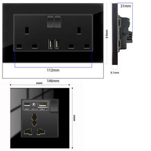 Reino Unido UE estándar placa en blanco Fause cubierta interruptores de pared eléctricos enchufes 220V interruptor de marco de vidrio templado - Product Image 3
