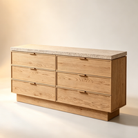 Commode à 6 tiroirs en bois massif sans bavures, style moderne et minimaliste, personnalisable OEM/ODM, pour salon, chambre et rangement de placard