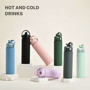 Gourde isotherme de sport 750 ml à large ouverture en acier inoxydable avec poignée de transport et bec verseur pour activités de plein air - Product Image 2