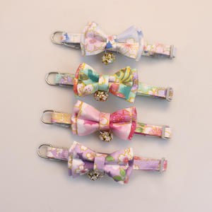 Kerah anjing kucing beludru tinggi, hiasan kerah hewan peliharaan pola indah pita pribadi 4 warna berkelanjutan - Product Image 2