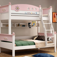 Lit superposé Santafy S-A01-2 en bois d'hévéa, design européen moderne, confortable, pour enfants, avec toboggan, pour chambre, école, hôtel