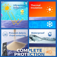 Couverture de piscine industrielle OEM ODM en gros, 21 pieds, ronde, triple, imperméable, tissée, coupe-vent, en PE, protection UV, 200 GSM, pour l'hiver