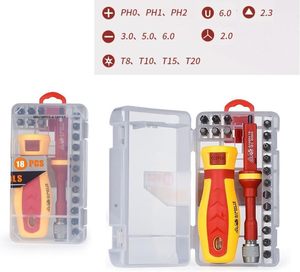 Ensemble d'outils de quincaillerie 18 en 1 : Ensemble de <span class=keywords><strong>tournevis</strong></span> de test électrique, <span class=keywords><strong>électricien</strong></span>, antidérapant, isolé, CRV, magnétique, multifonctionnel - Product Image 4