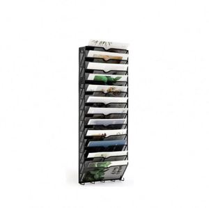 12 Tier Hanging <b>File</b> <b>Organizer</b> Mesh Metal <b>File</b> Folder <b>Organizer</b> Vertical Mail <b>Organizer</b> Wall Mount Document Magazine Rack - Product Image 1